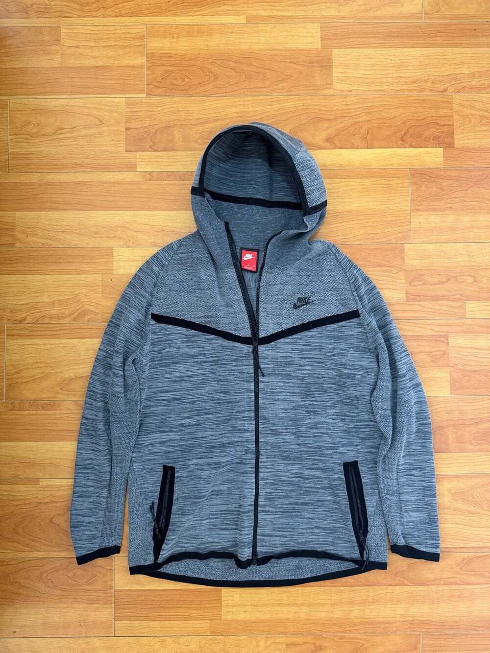 Nike Tech Knit Windrunner Hoodie Cool Grey Black 728685 043 L